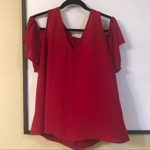Caramela Off the Shoulder Red Top Cold Shoulder